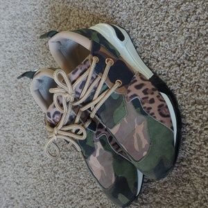 Steve Madden camo leopard wedge heel sneakers